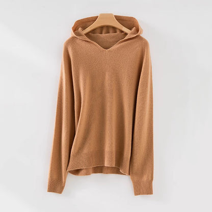 Sweat à capuche V en tricot confortable pour femmes Chic und Stil