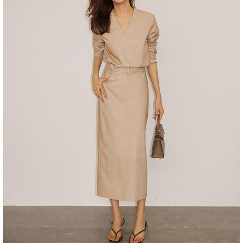 Robe mi-longue élégante à ceinture pour femmes Chic und Stil