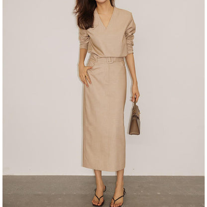 Robe mi-longue élégante à ceinture pour femmes Chic und Stil