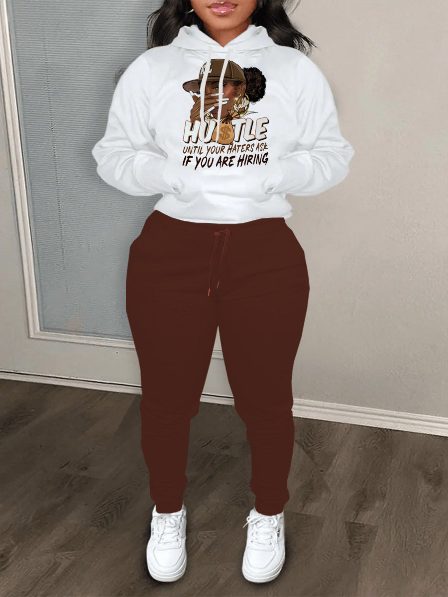 Women's hoodie and jogger pants set with motivational print Chic und Stil