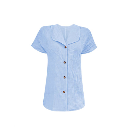 Chemisier féminin avec un col châle élégant et des détails de bouton décoratifs Chic und Stil