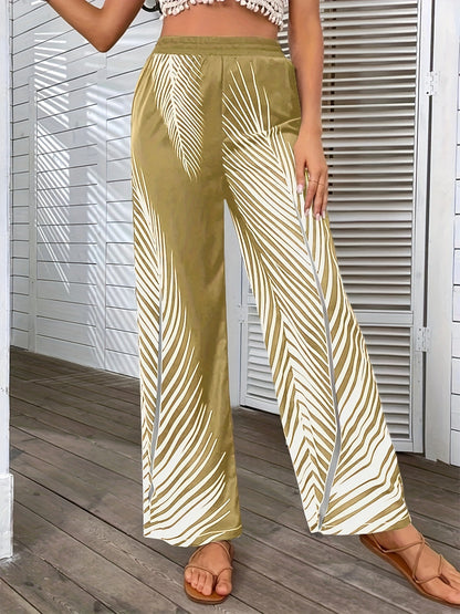 Elegant and lightweight palazzo pants for women with palm tree pattern Chic and Style