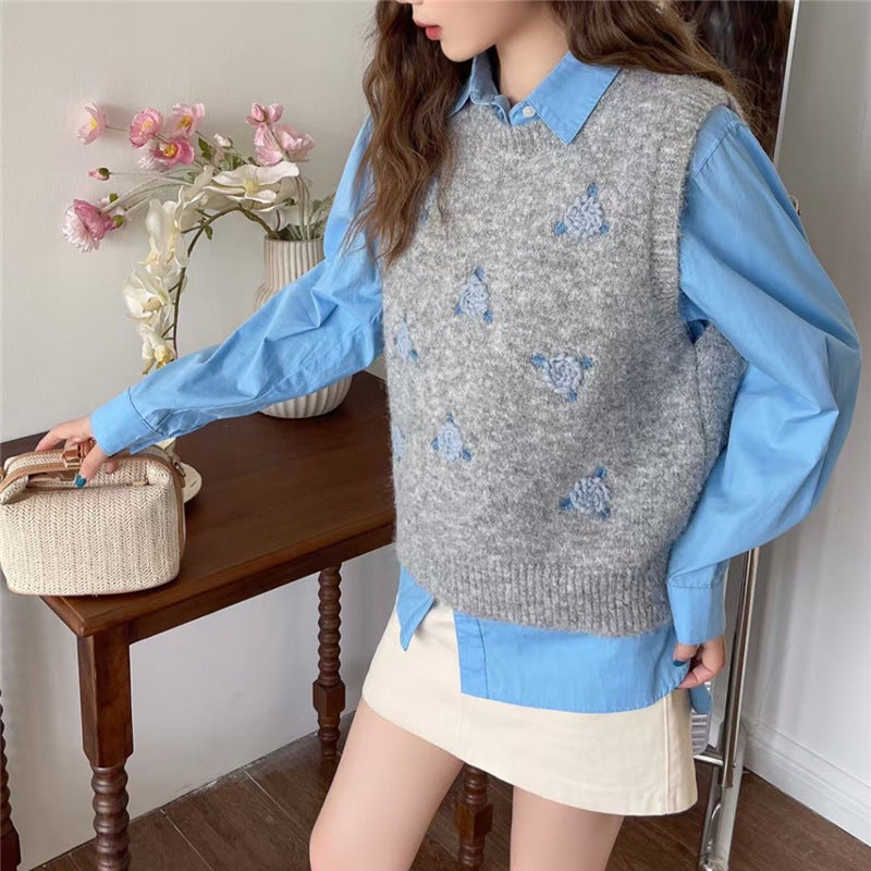 Pull en tricot pour dames avec motif floral Chic und Stil