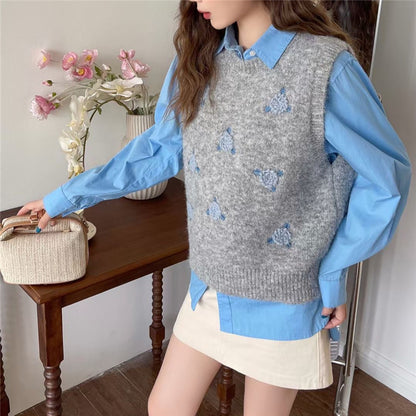 Pull en tricot pour dames avec motif floral Chic und Stil