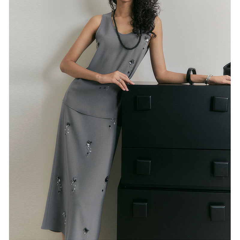 Jupe maxi brodée élégante pour femmes Chic und Stil