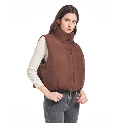 Dames doudoune sans manches avec col montant et cordon taille ajustable Chic und Stil