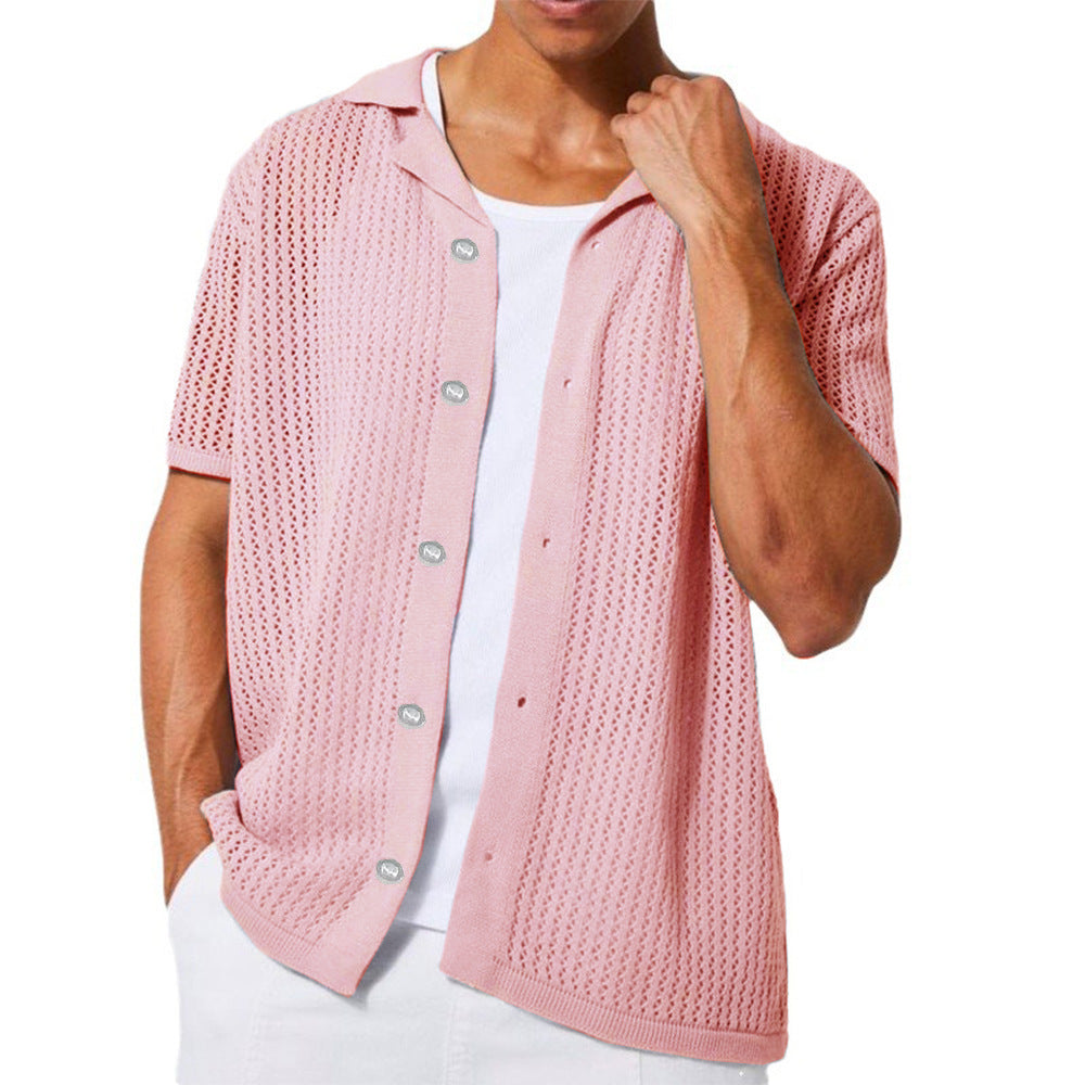 Chemise en tricot à col ouvert pour hommes à manches courtes et respirante Chic und Stil