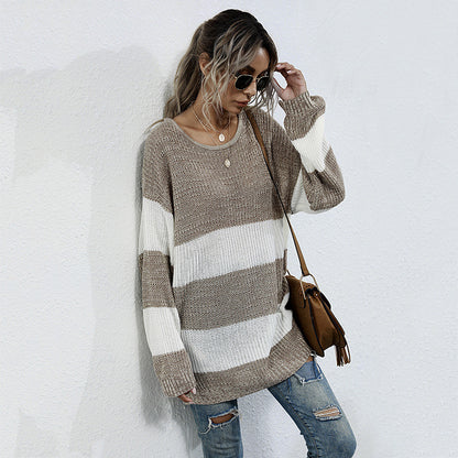 Pull-over en tricot décontracté pour femmes avec un motif de rayures bloc moderne et une coupe oversize Chic und Stil