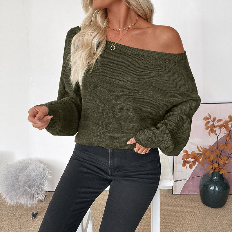 Pull décontracté pour femmes avec un design sans épaules et des manches volumineuses Chic und Stil