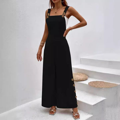 Combinaison pour femmes à la mode avec des détails de bouton élégants et des jambes larges Chic und Stil