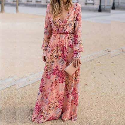 Robe maxi femme avec des manches volumineuses et un élégant design floral Chic und Stil