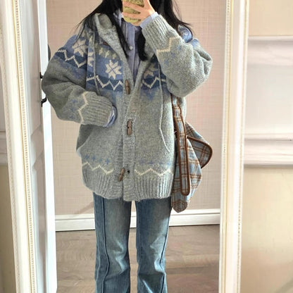 Ladies fluffy knit pullover with high collar and chic and stylish embellishments