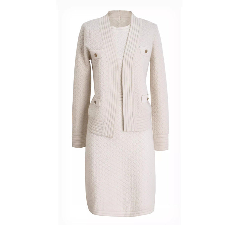 Ensemble robe en maille texturée et cardigan pour femmes Chic und Stil