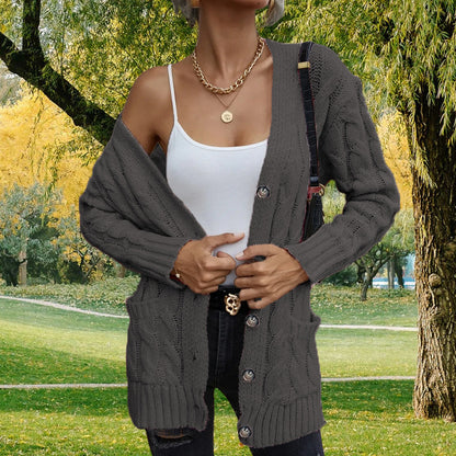 Cardigan en grosse maille pour femmes avec poches et motif torsadé à la mode Chic und Still