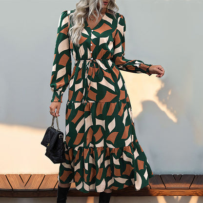 Robe maxi femme avec jupe volumineuse et ceinture nouée raffinée Chic und Stil
