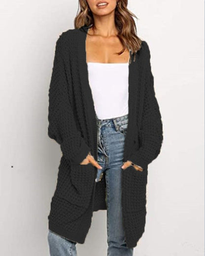 Dames gros tricot cardigan avec manches ouvertes et poches profondes Chic und Stil