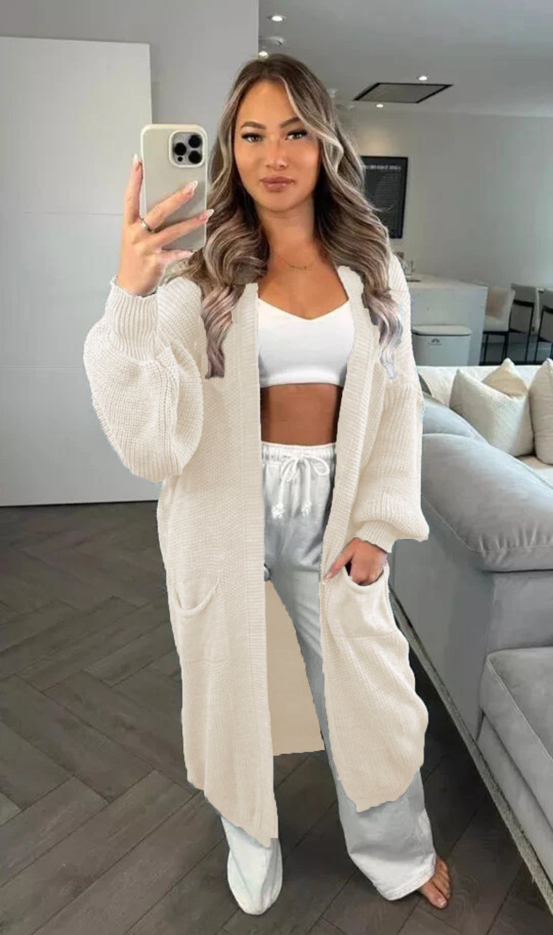 Cardigan en grosse maille pour femmes au style oversized décontracté avec poches pratiques Chic und Still
