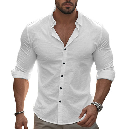 Hommes élégante chemise à manches longues avec surface texturée et col à la mode Chic und Stil