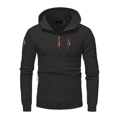 Functional hooded jacket for men with innovative 1/2 zip Chic and Style