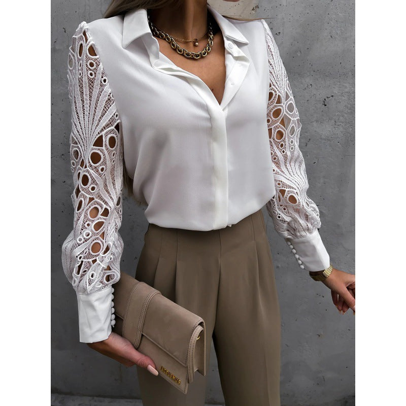 Dames Élégante blouse avec des manches en dentelle romantiques Chic und Stil