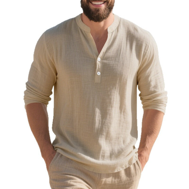 Chemise Henley à manches longues tendance pour hommes avec design texturé Chic und Stil
