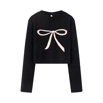 Pull-over en tricot court pour femmes avec design de nœud décoratif Chic und Stil