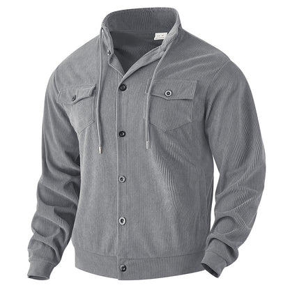 Chemise utility pour hommes en velours côtelé texturé avec poches poitrine pratiques Chic und Stil