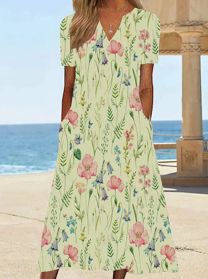 Robe d'été à motif floral pour femmes avec poches Chic und Stil