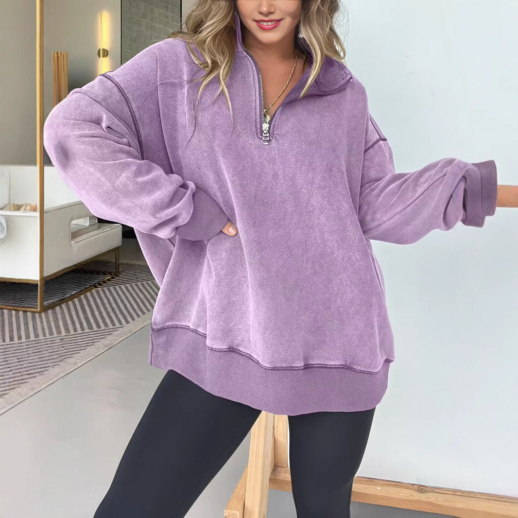 Ladies Comfortable Fleece Pullover with Half-Zip Chic and Style