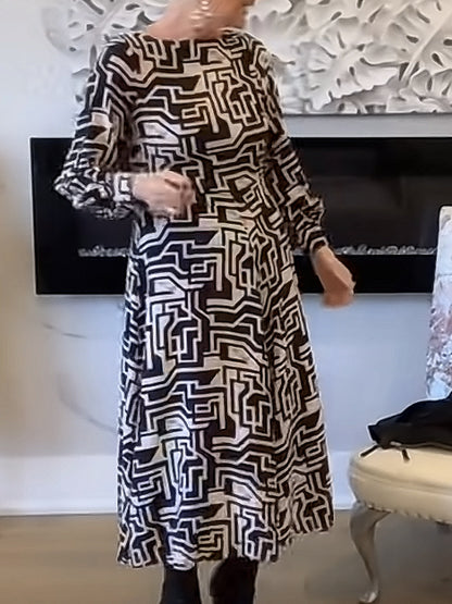 Robe maxi femme avec motif géométrique moderne et tombé fluide Chic und Stil