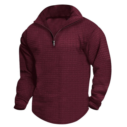 Pull en polyester à col montant pour homme, avec fermeture éclair pratique et design texturé Chic und Stil