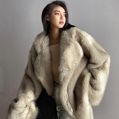 Ladies Fashion Oversize Faux Fur Cape Chic and Style