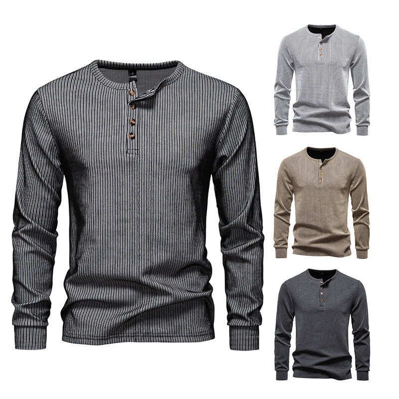 Chemise Henley à manches longues pour hommes avec motif rayé texturé Chic und Stil