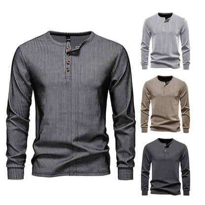 Chemise Henley à manches longues pour hommes avec motif rayé texturé Chic und Stil