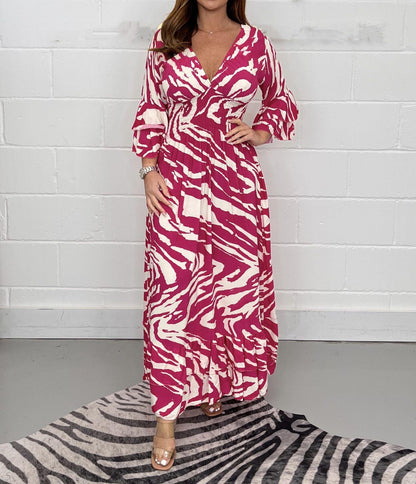 Robe maxi pour femmes avec décolleté en V et basques Chic und Stil