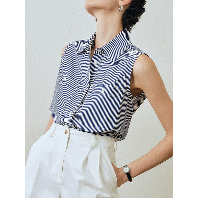 Chemise sans manches rayée classique pour femmes Chic und Stil