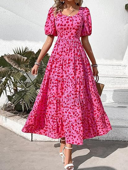 Robe maxi pour femme avec ourlet fluide et motif floral Chic und Stil