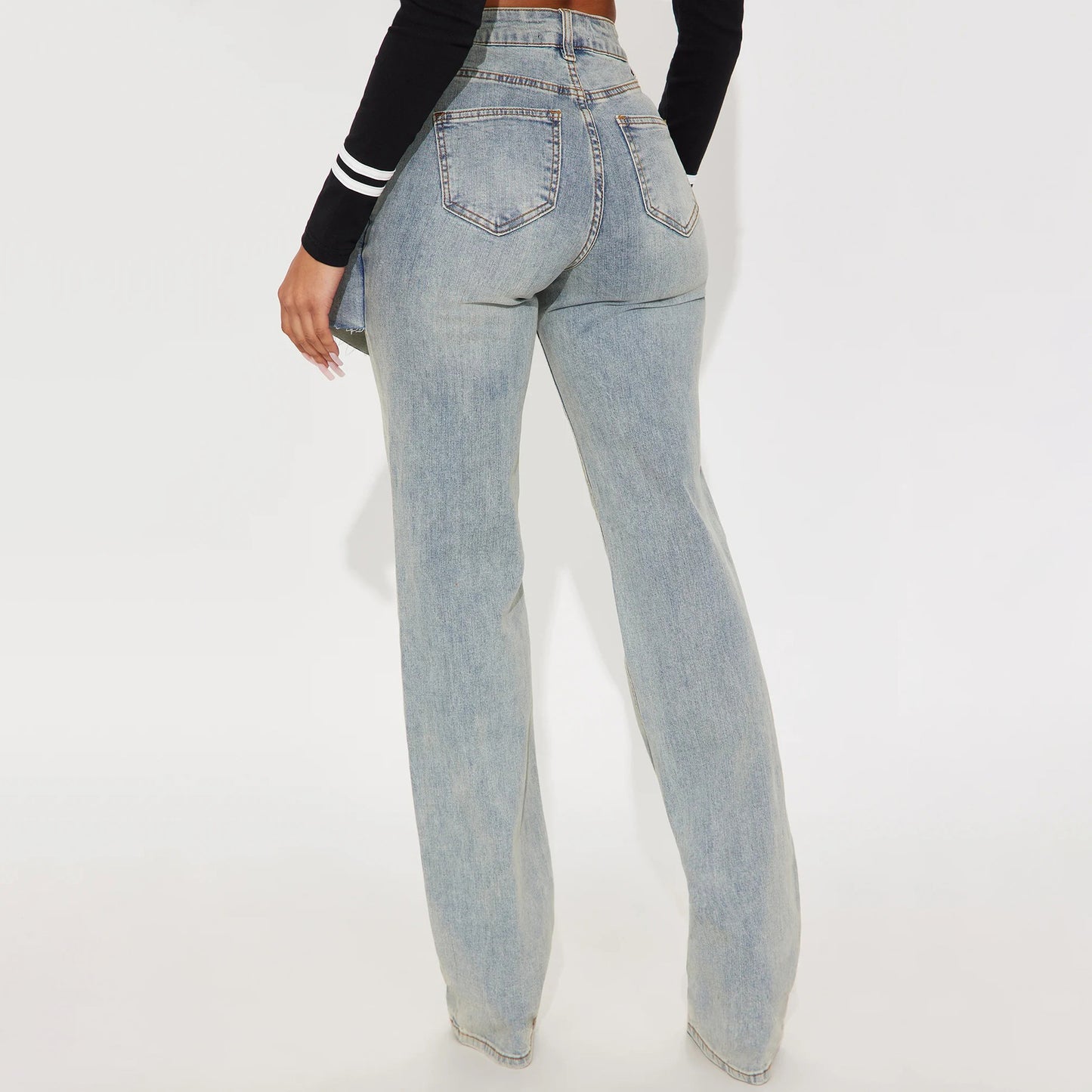 Asymmetrical design high-waisted denim pants for women Chic and Style