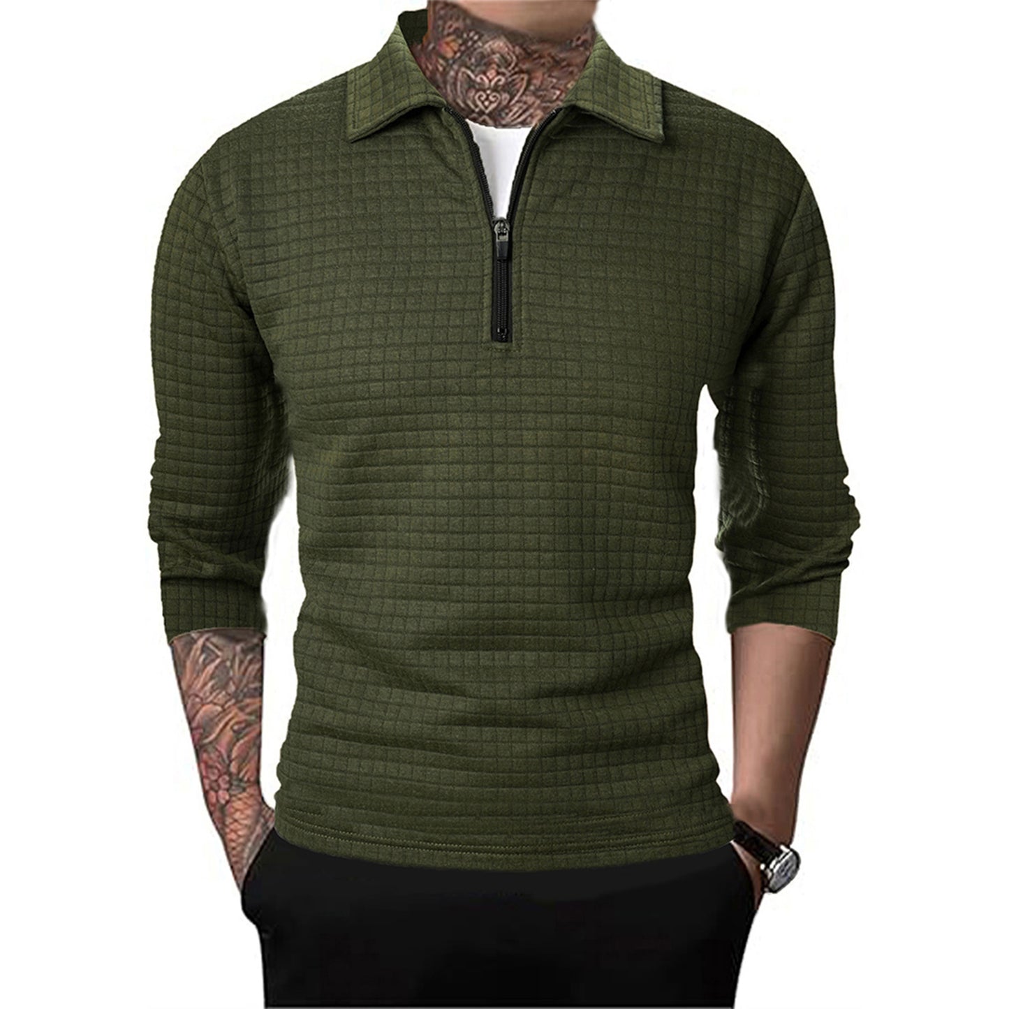 Pull structuré pour hommes avec zip court Chic und Stil