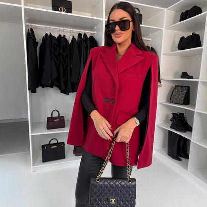 Dames Élégante Gilet en Laine avec Capuche et Double Boutonnage Chic und Stil