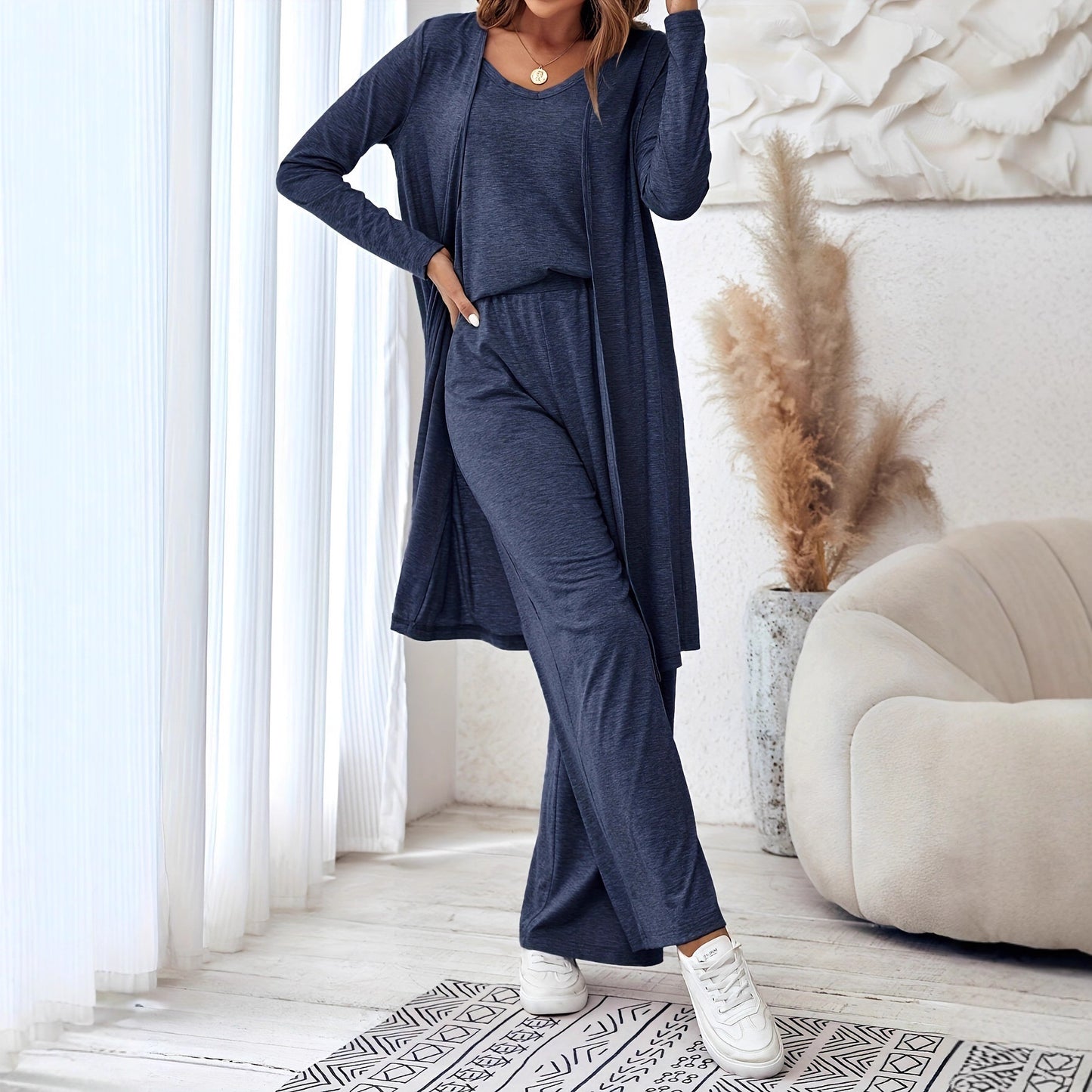Women's loungewear set with long cardigan and loose pants Chic and Style