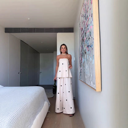 Women's set consisting of a sleeveless top and wide polka dot pants Chic und Stil