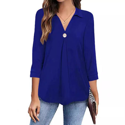 Blouse à manches longues pour femmes avec un élégant décolleté en V et des plis décoratifs Chic und Stil