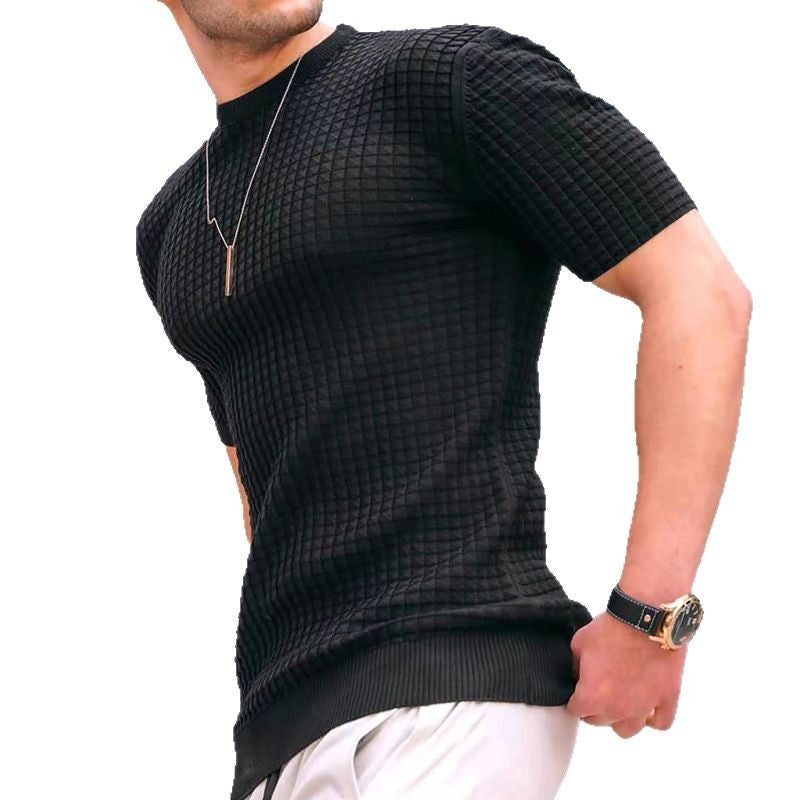 T-shirt Performance à manches courtes pour hommes avec design structuré Chic und Stil