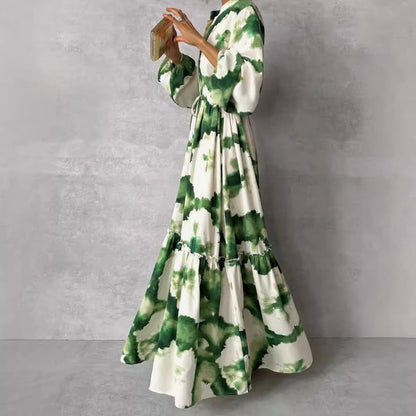 Robe maxi pour femmes avec un motif aquarelle moderne et une jupe volumineuse Chic und Stil