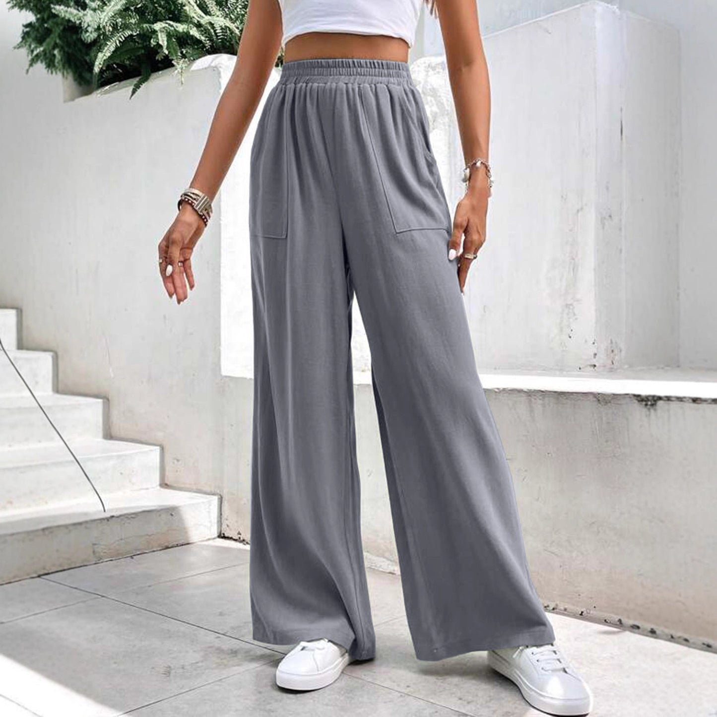 Ladies Large Palazzo Pants with practical side pockets Chic and Style