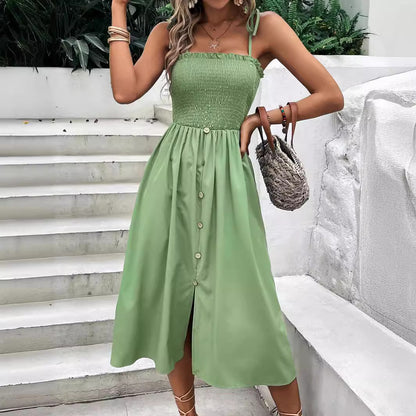 Robe midi pour femmes avec haut élastique et nœud à la taille Chic und Stil
