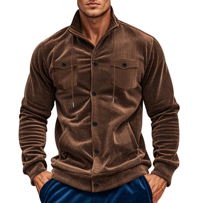 Chemise utility pour hommes en velours côtelé texturé avec poches poitrine pratiques Chic und Stil