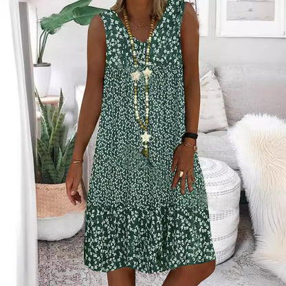 Robe maxi hippie pour femmes avec motifs floraux et détails en volants Chic und Stil