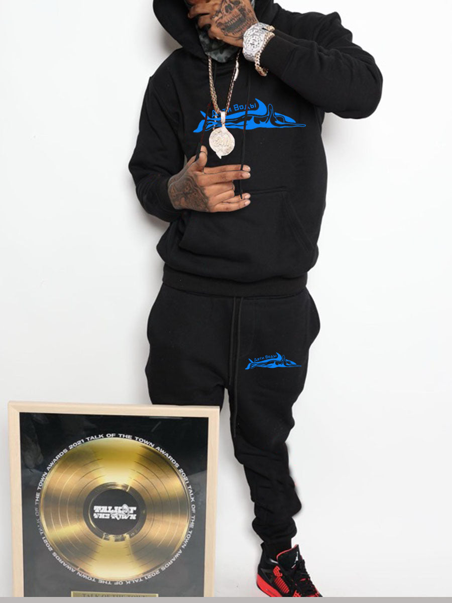 Women's hoodie and jogger pants set with creative animal print Chic and Style